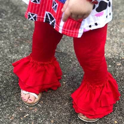 RED TRIPLE RUFFLES