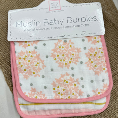 MUSLIN BABY BURPIES - FLORAL