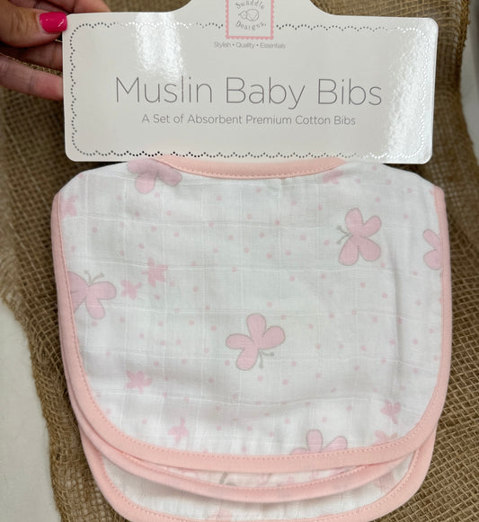 MUSLIN BABY BIBS - PASTEL PINK