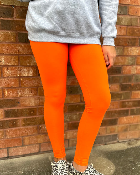 BUTTER SOFT LEGGINGS - ORANGE , 3" YOGA BAND