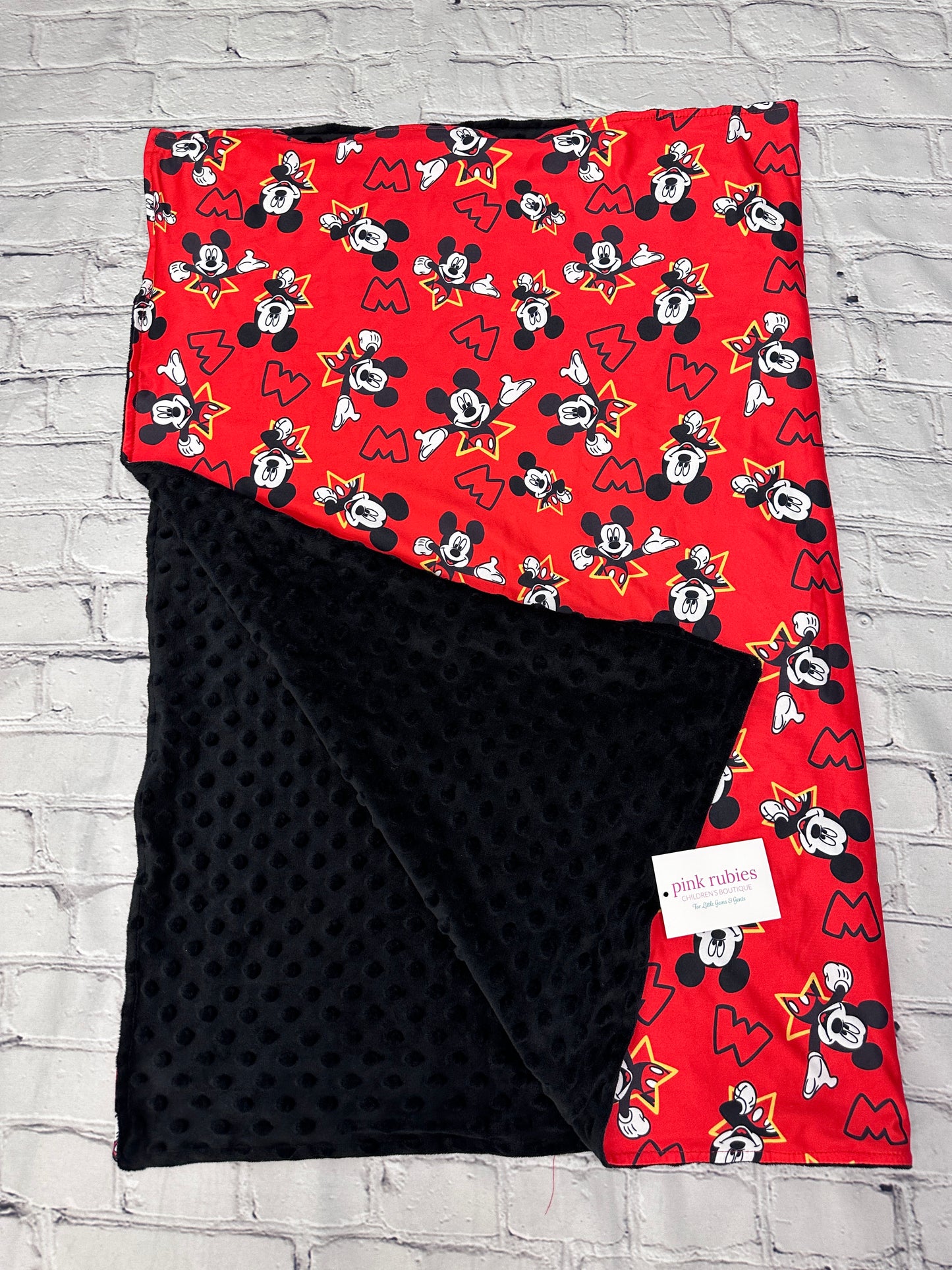 RED & BLACK MOUSE MINKY DOT BLANKET