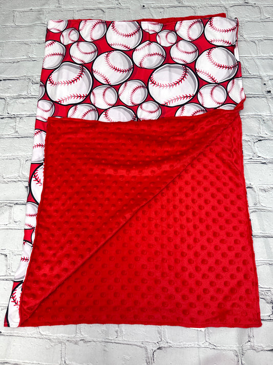 BASEBALL MINKY DOT BLANKET