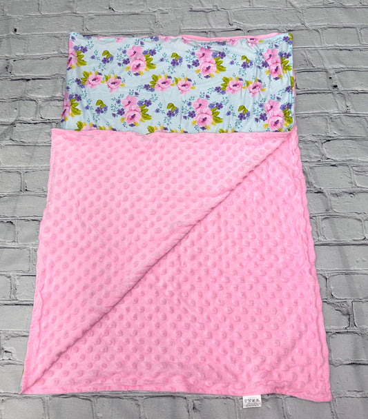 PINK FLORAL MINKY DOT BLANKET