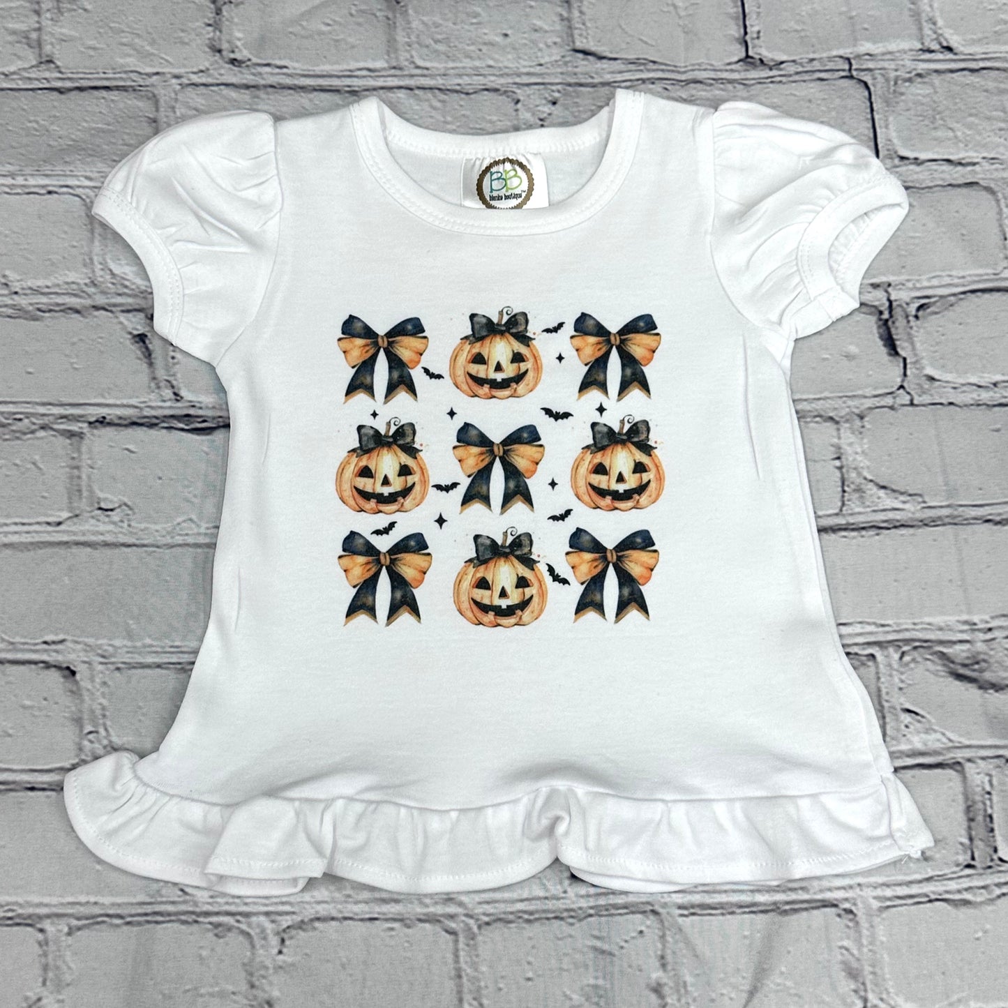 PUMPKIN & BOWS RUFFLE TEE - 18M