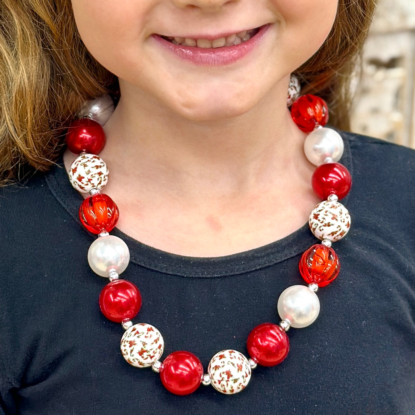 FINAL SALE: RED CANDY CANE BUBBLE NECKLACE
