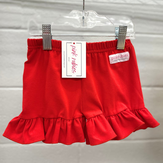 RED SINGLE RUFFLE SHORTIES - 3T