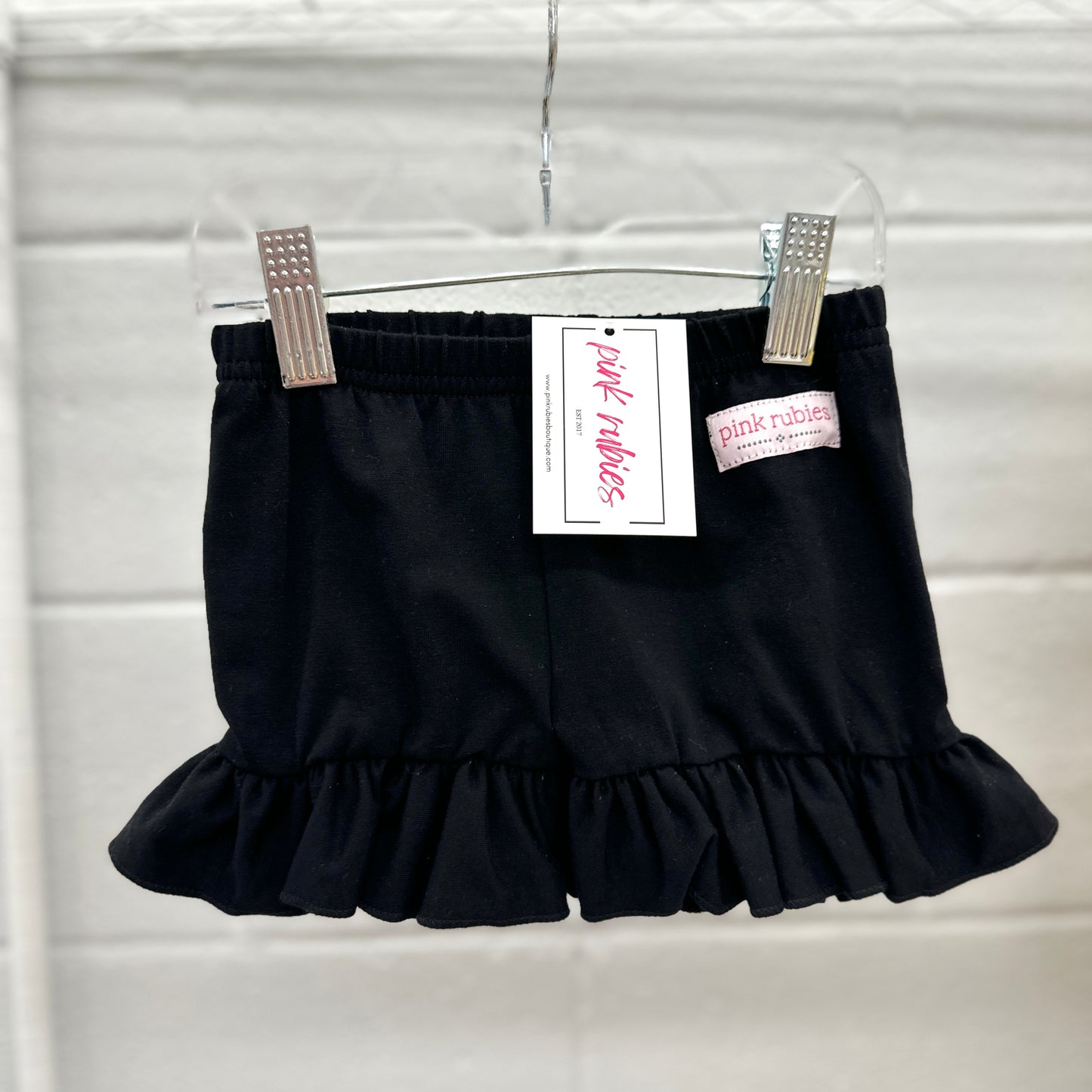 BLACK SINGLE RUFFLE SHORTIES - 2T