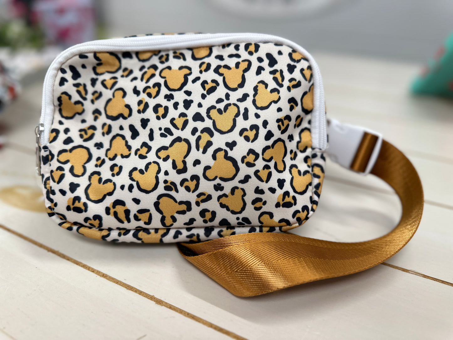 MOUSE LEOPARD CANVAS BELT BAG