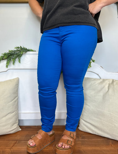 BLUE HIGH RISE SKINNY DENIM PANTS - S