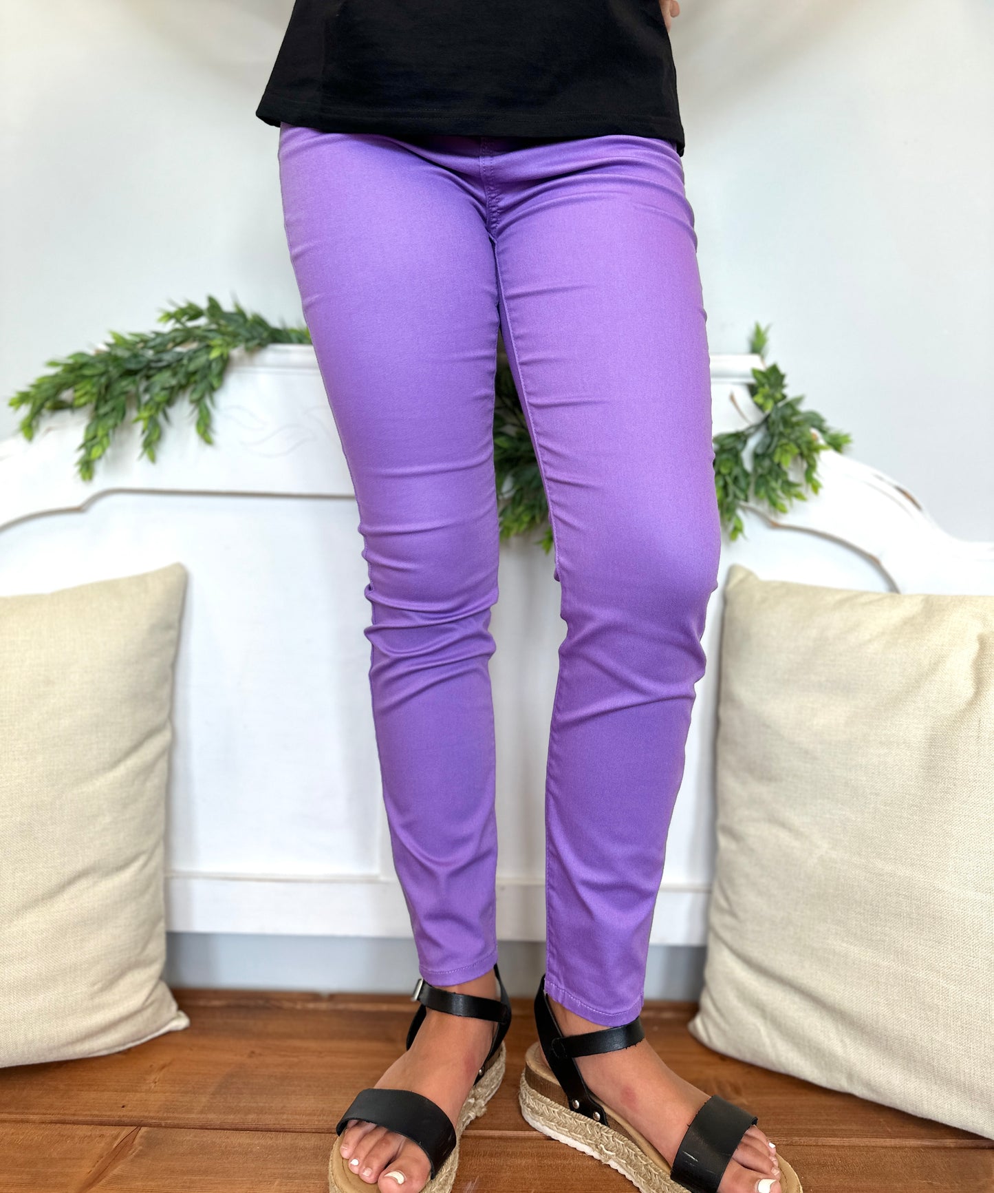 LAVENDER HIGH RISE SKINNY DENIM PANTS - XL