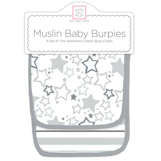 MUSLIN BABY BURPIES - FRENCH DOTS