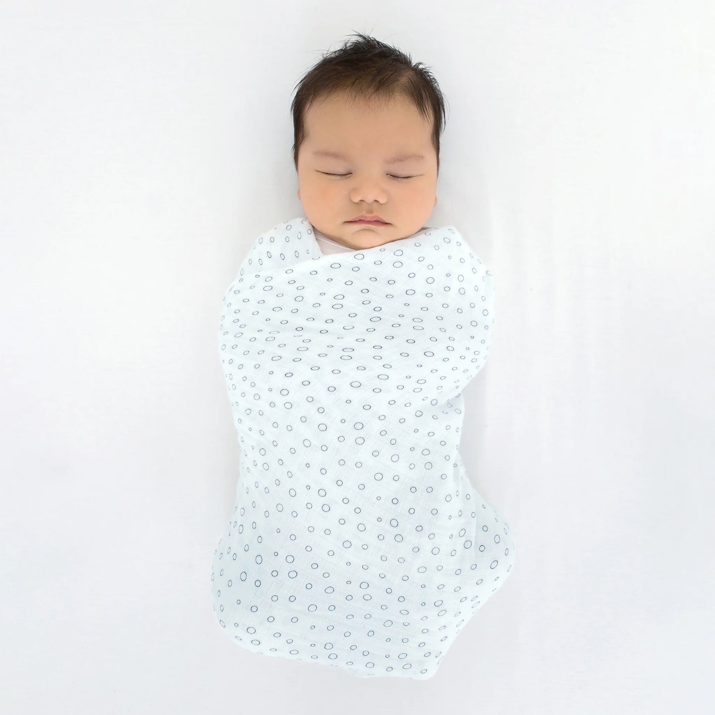 SOFT BLUE BUBBLE DOTS MUSLIN SWADDLE