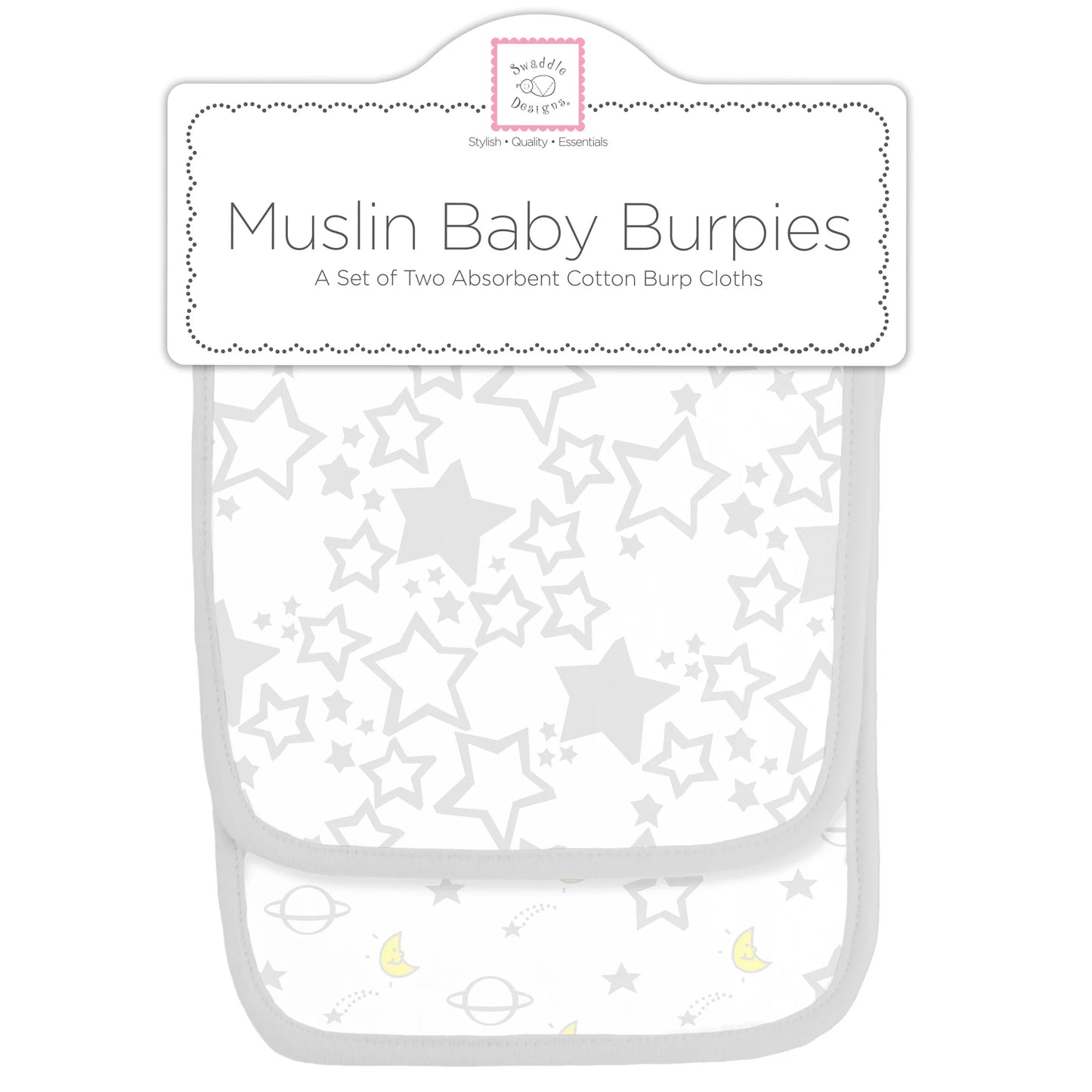 MUSLIN BABY BURPIES - STERLING