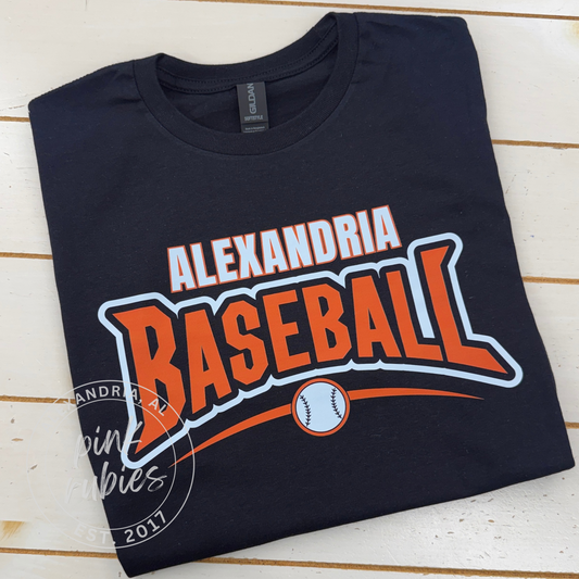 BLACK ALEXANDRIA BASEBALL outlined