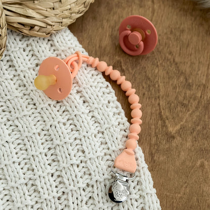 Sweetie Strap™ APRICOT BEADED Silicone Pacifier Clip