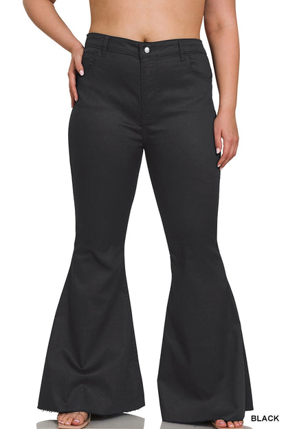 BLACK HIGH RISE SUPER FLARE DENIM PANTS - 3X