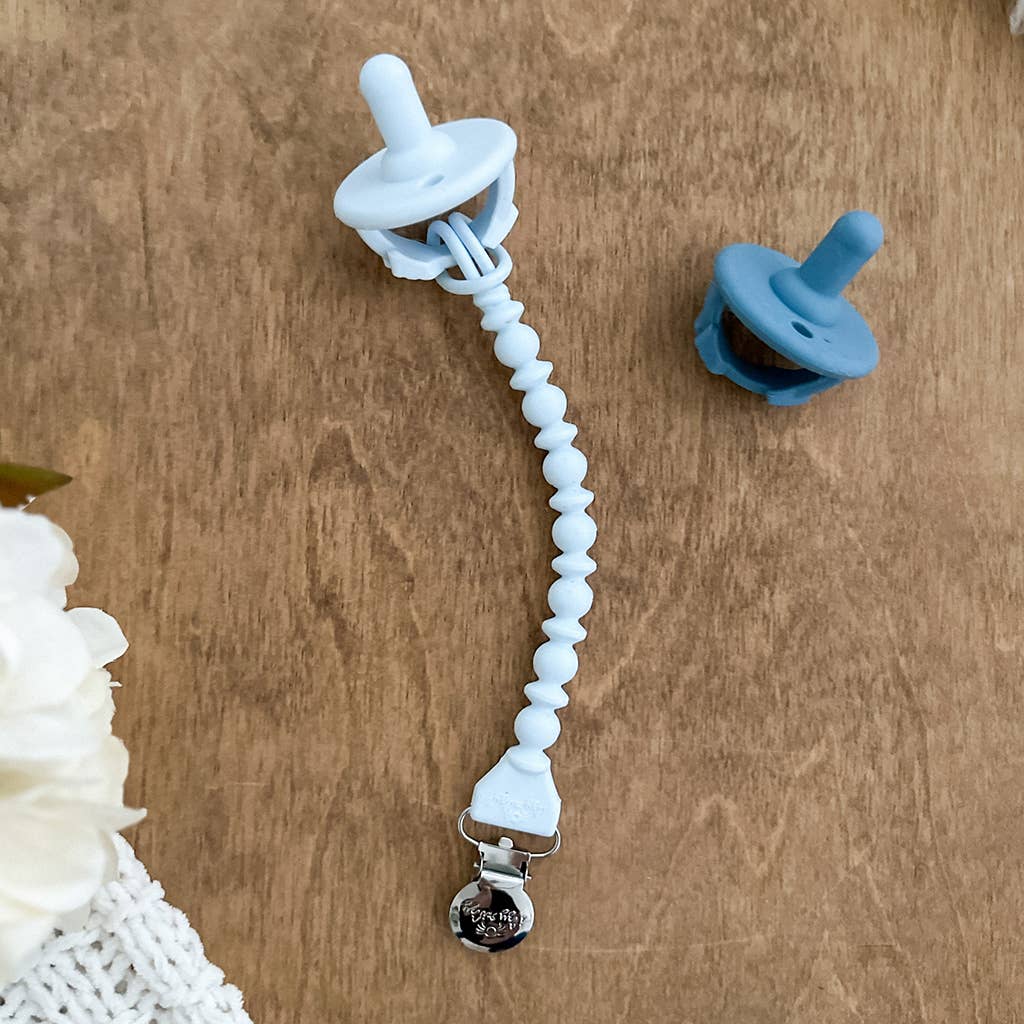 Sweetie Strap™ SKY BEADED Silicone Pacifier Clip