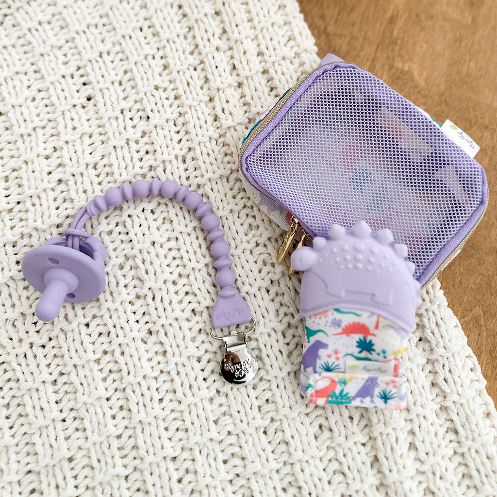 Sweetie Strap™ PURPLE BEADED Silicone Pacifier Clip