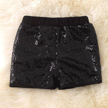 BLACK SEQUIN FRONT SHORTS