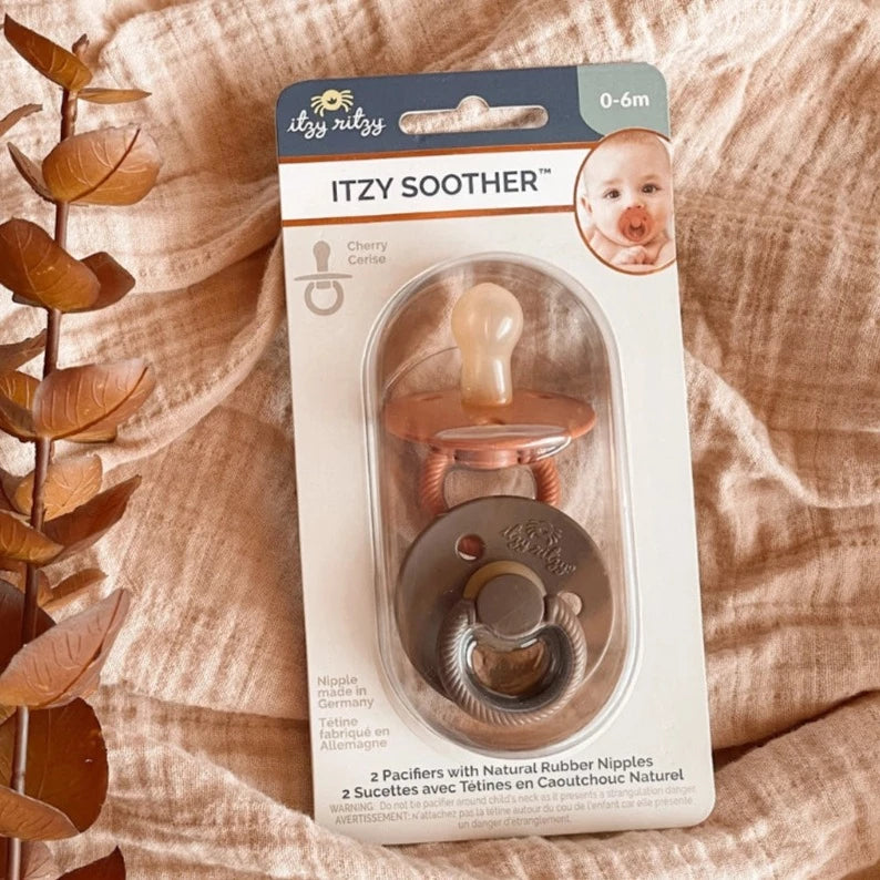 Itzy Soother™ Natural Rubber Pacifier Set- CHOC/CARAMEL
