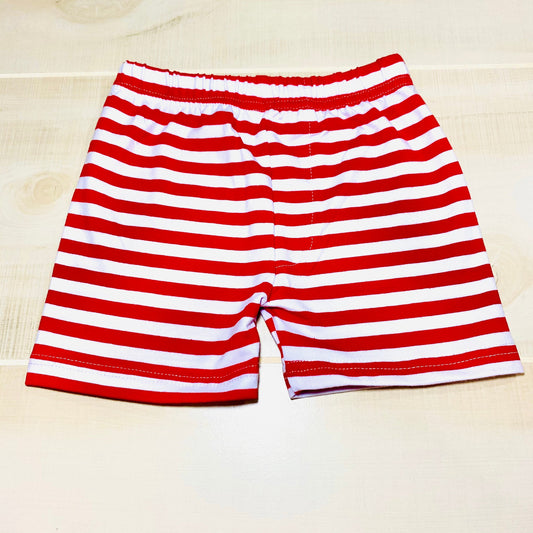 RED STRIPED KNIT SHORTS - size 5