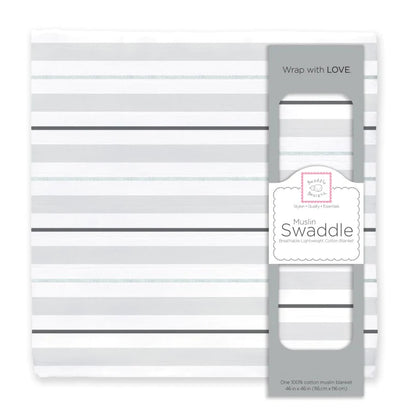 SILVER STRIPES MUSLIN SWADDLE