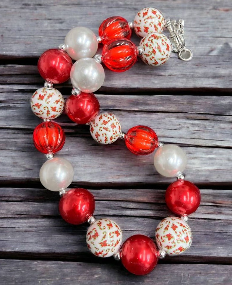 FINAL SALE: RED CANDY CANE BUBBLE NECKLACE