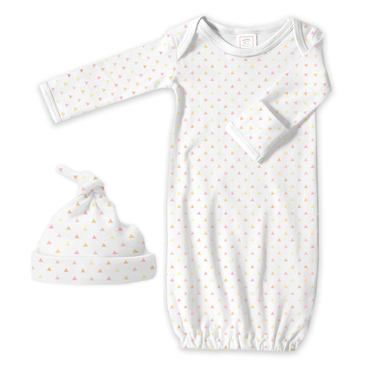 Pajama Gown & Hat - Pink Triangles