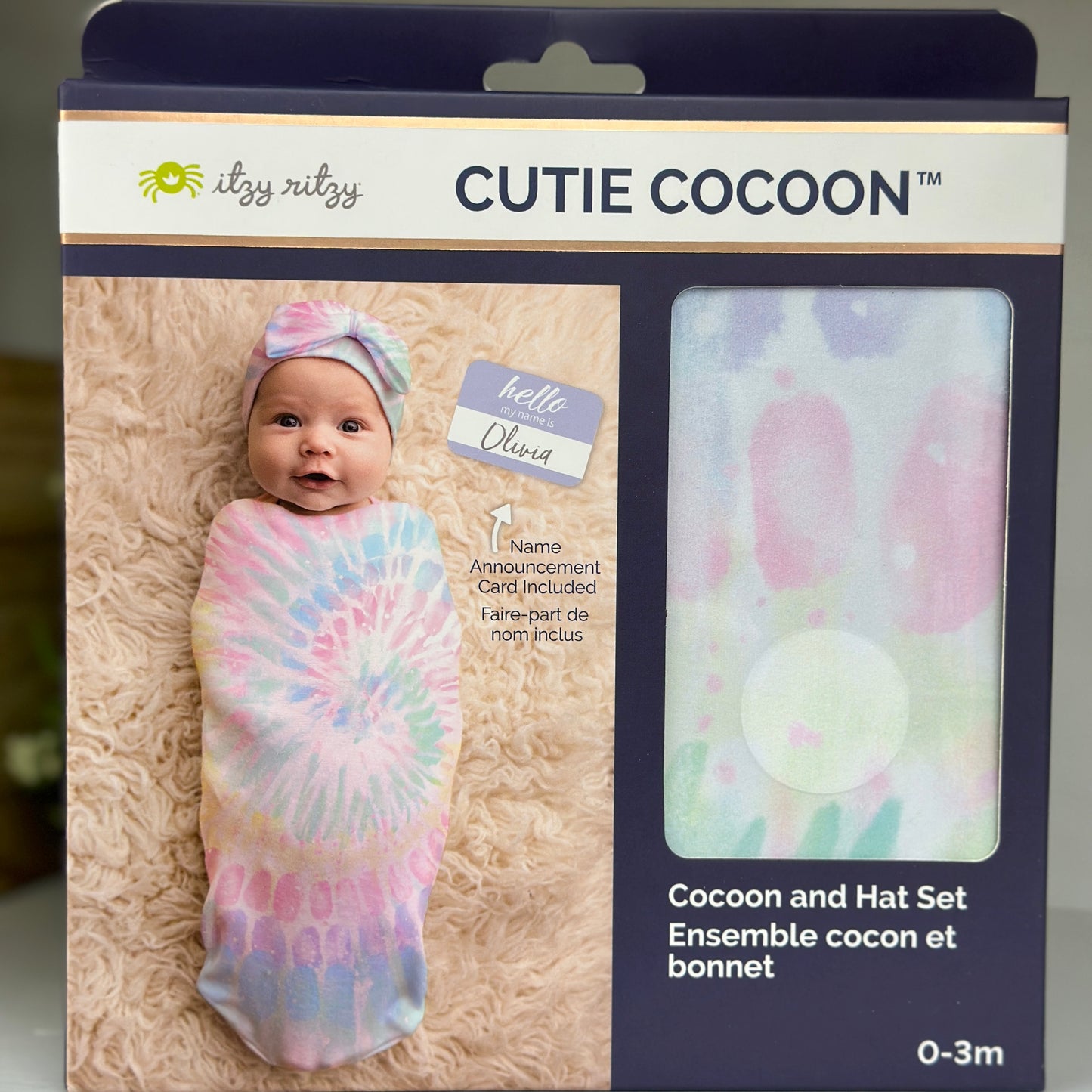 Cutie Cocoon™ Rainbow Tie Dye Matching Cocoon & Hat Set