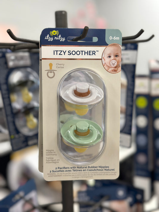 Itzy Soother™ Natural Rubber Pacifier Set- WHITE/MINT