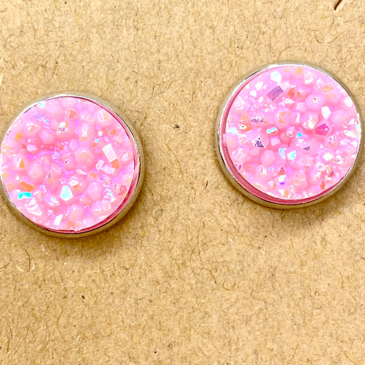 LIGHT PINK SPARKLE STUDS