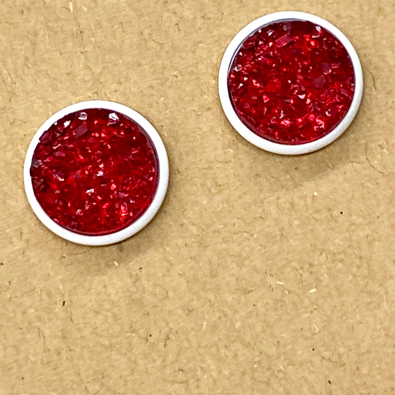 RED STUDS- WHITE BASE