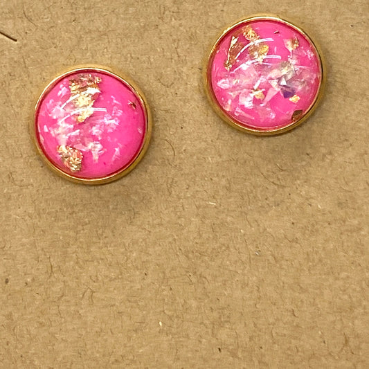 PINK & GOLD BUBBLE STUDS