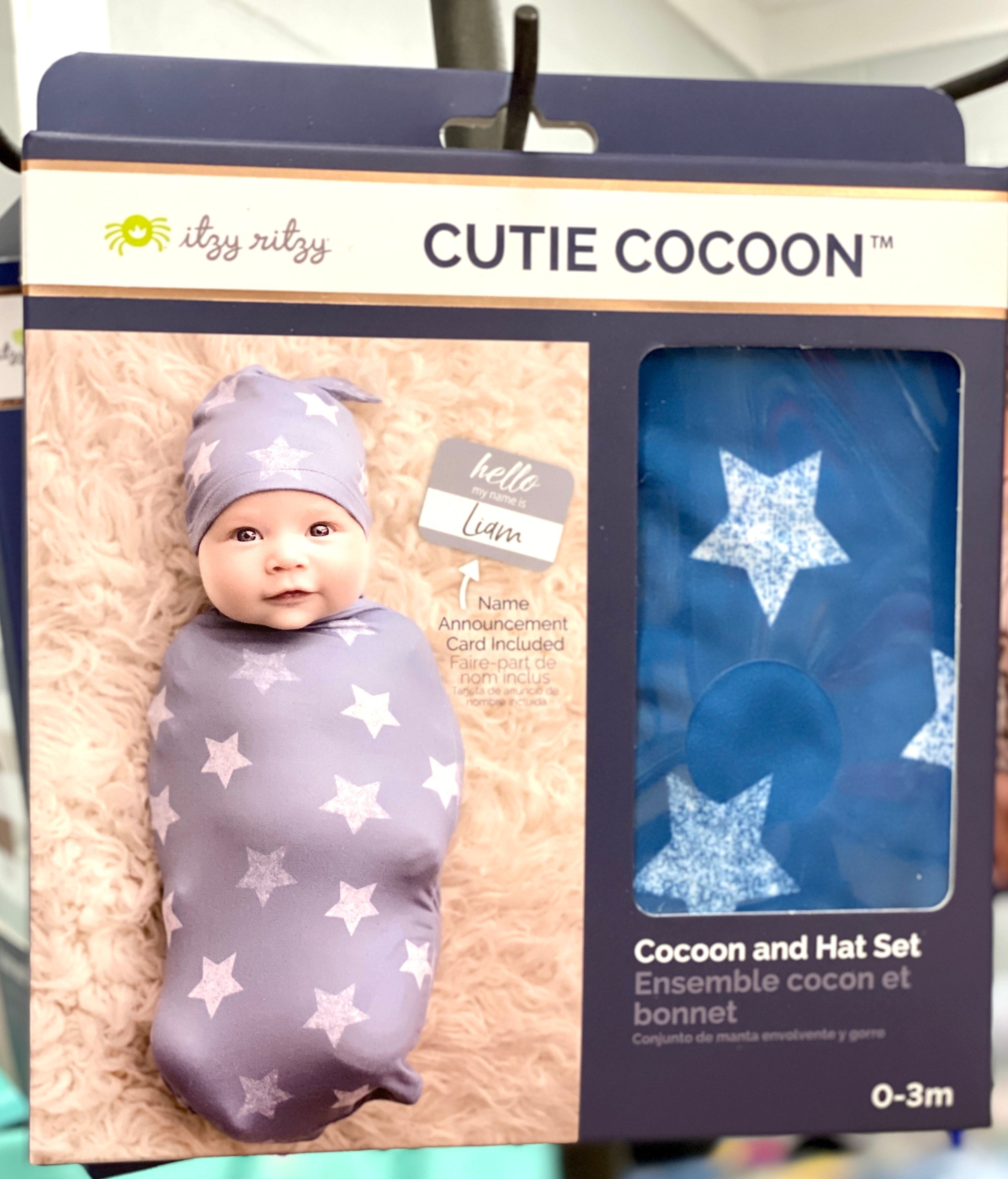 Cutie Cocoon Blue Stars Matching Cocoon Hat Sets Pink Rubies