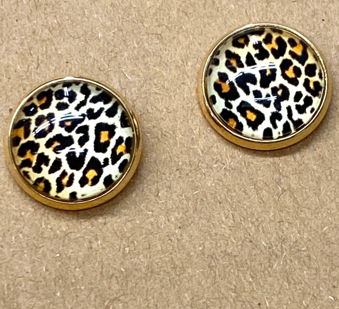 LEOPARD STUDS- GOLD BASE