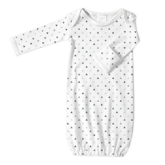 Pajama Gown, Gray Tiny Triangles