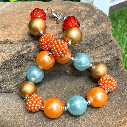 BRONZE& BLUE BUBBLE NECKLACE