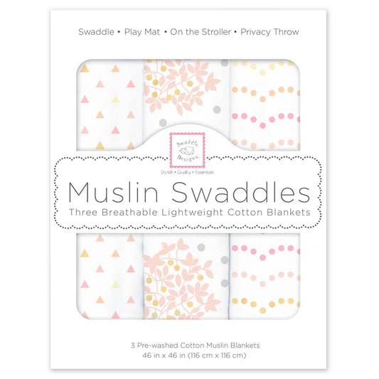 MUSLIN SWADDLE BLANKETS - FLORAL/GOLD