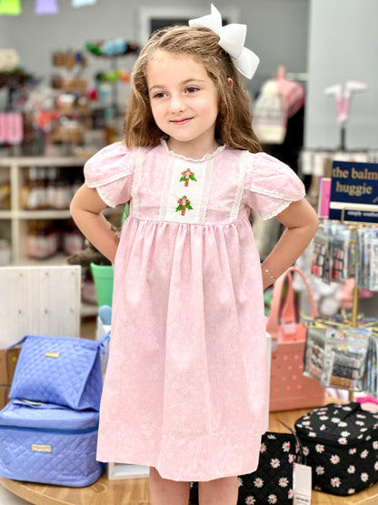 LIGHT PINK EMBROIDERED CROSS DRESS