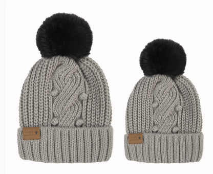 GRAY MOM & ME BEANIE SET